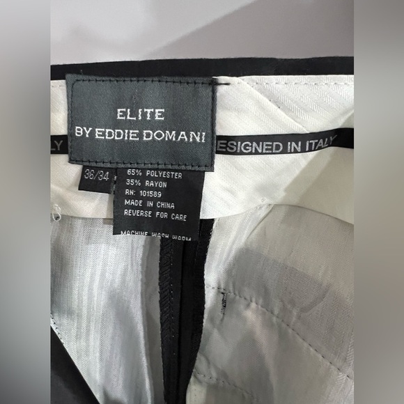 Elite by Eddie Domani Designed in Italy Black Dress Pants size 38x34 - Picture 5 of 7